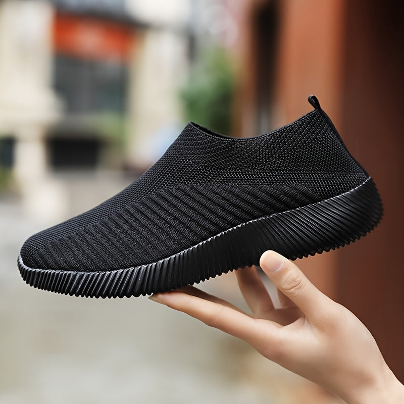 Women's Breathable Mesh Sneakers, Casual Slip On Outdoor Shoes, Lightweight Low Top Shoes plus size