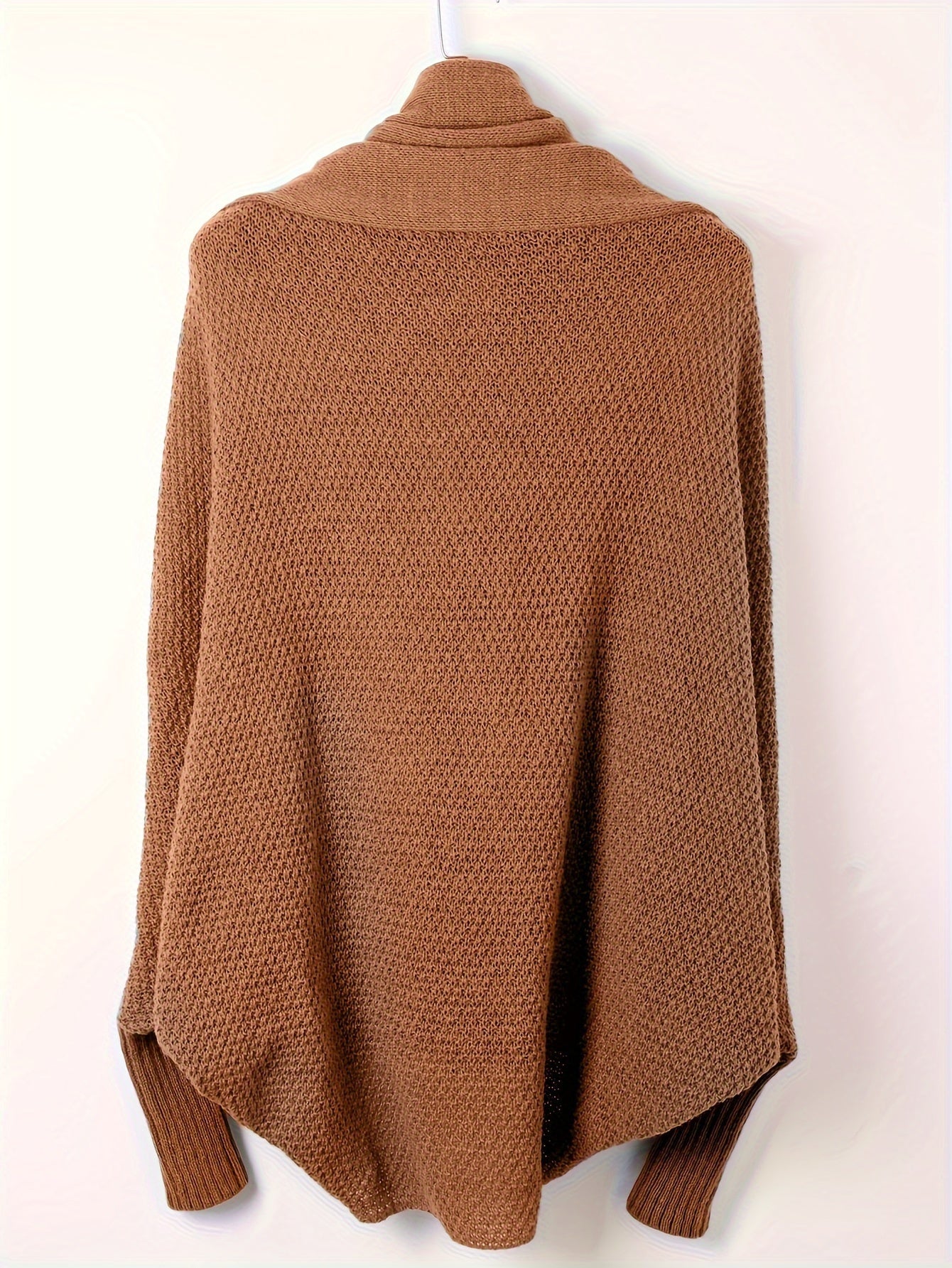 Cozy Women's Casual Solid Color Open Front Long Batwing Sleeve Cardigan for Fall & Winter