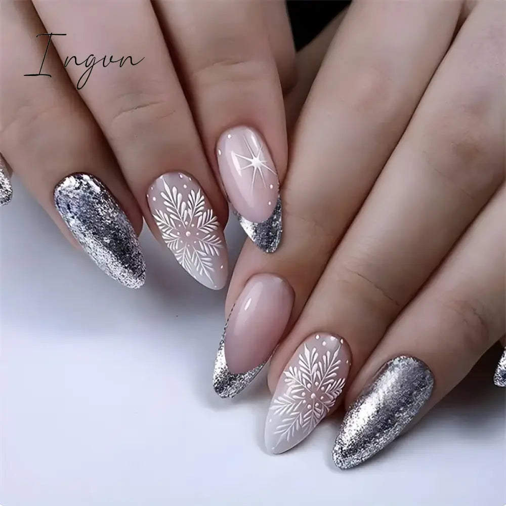 24Pcs Cute Oval False Nails Reusable And Adhesives Aesthetic False Almond Nails Complete Nail Kit Acrylic Press On Set For Gel