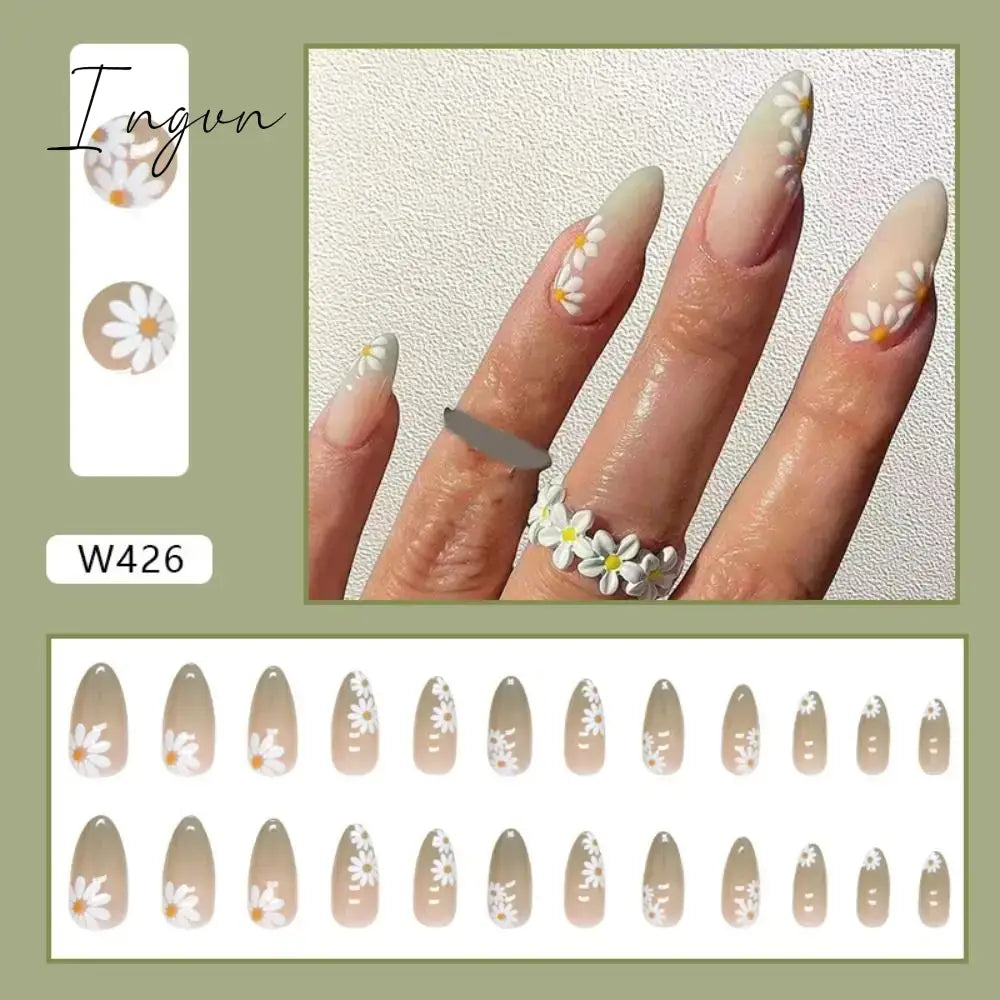Simple French Wearable False Nails Almond Colorful Stripes Colorblock Design Manicure Fake Nails Line Full Cover Press On Nail