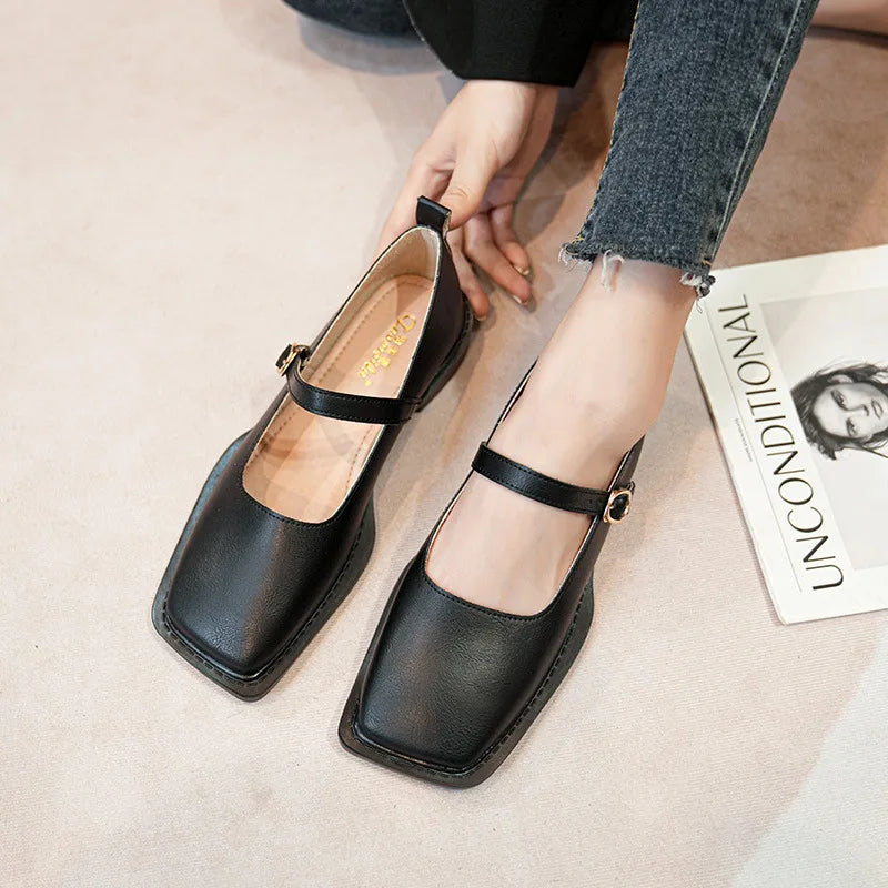Spring and Autumn Women's Pumps Leather Shoes Ladies Casual Shoes Fashion Flat Loafers British Style Office and Banquet Loafers