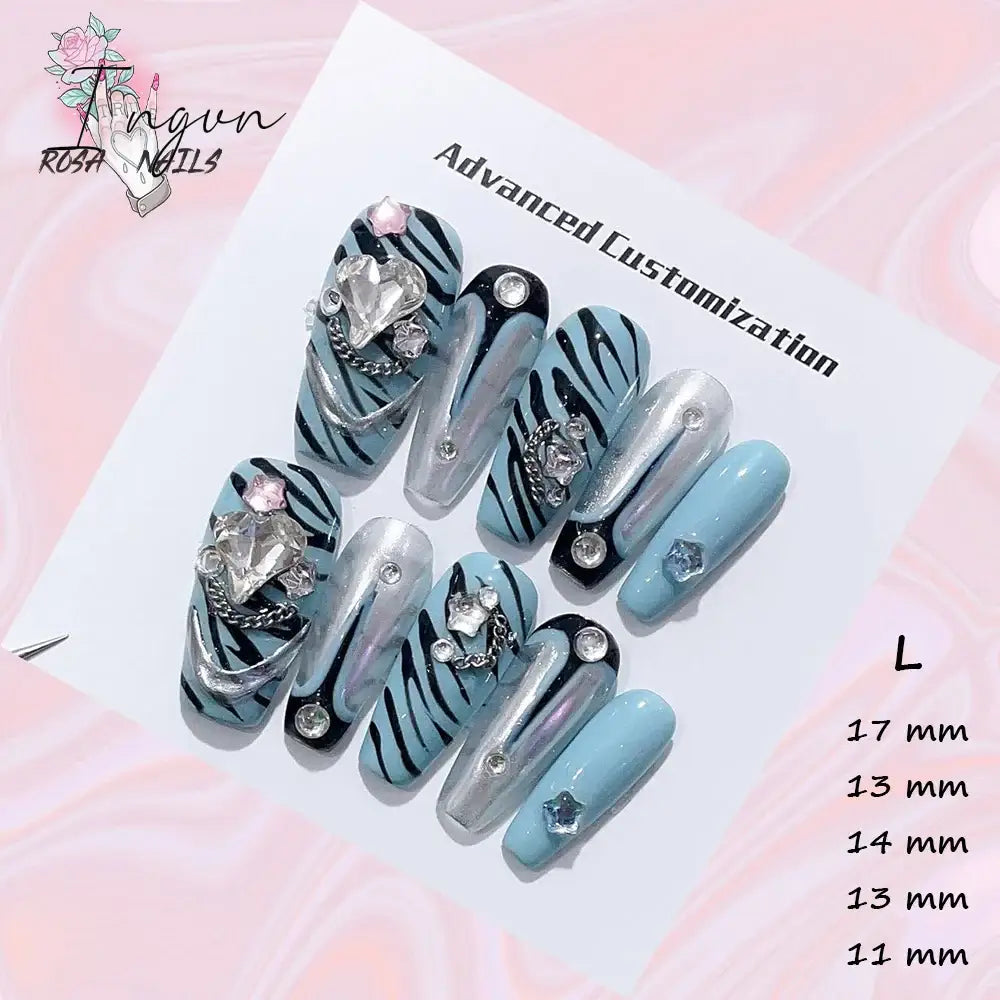 Punk Dragon Charms Press on Nail Artificial Long False Nails XS Black Dragons Goth Presson Tips Butterfly Fake Nail y2k Pressons