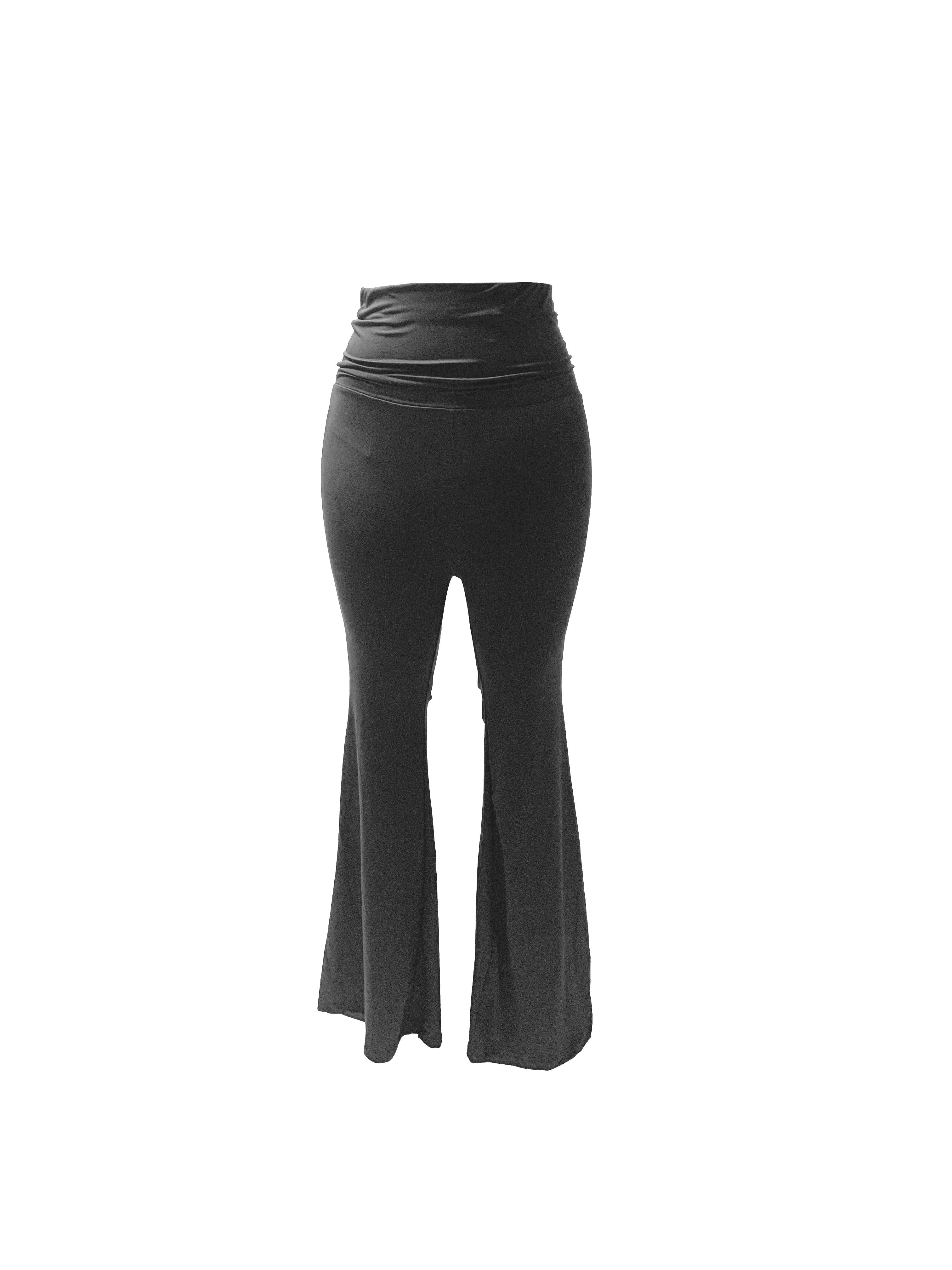 High Waist Y2K Solid Elastic Flare Leggings, Wide Leg Yoga Workout Pants for Women