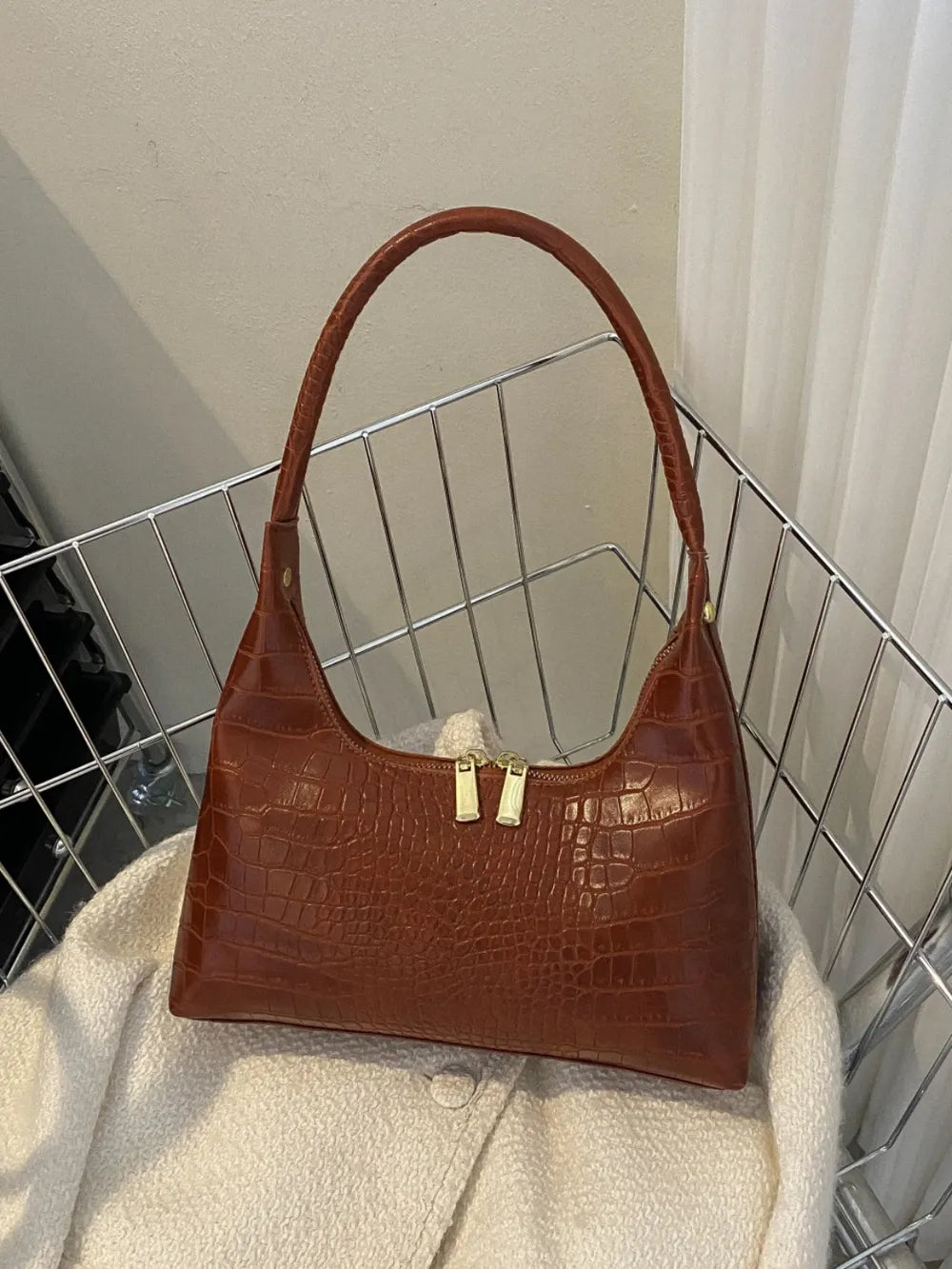 Crocodile Grain Shoulder Bag