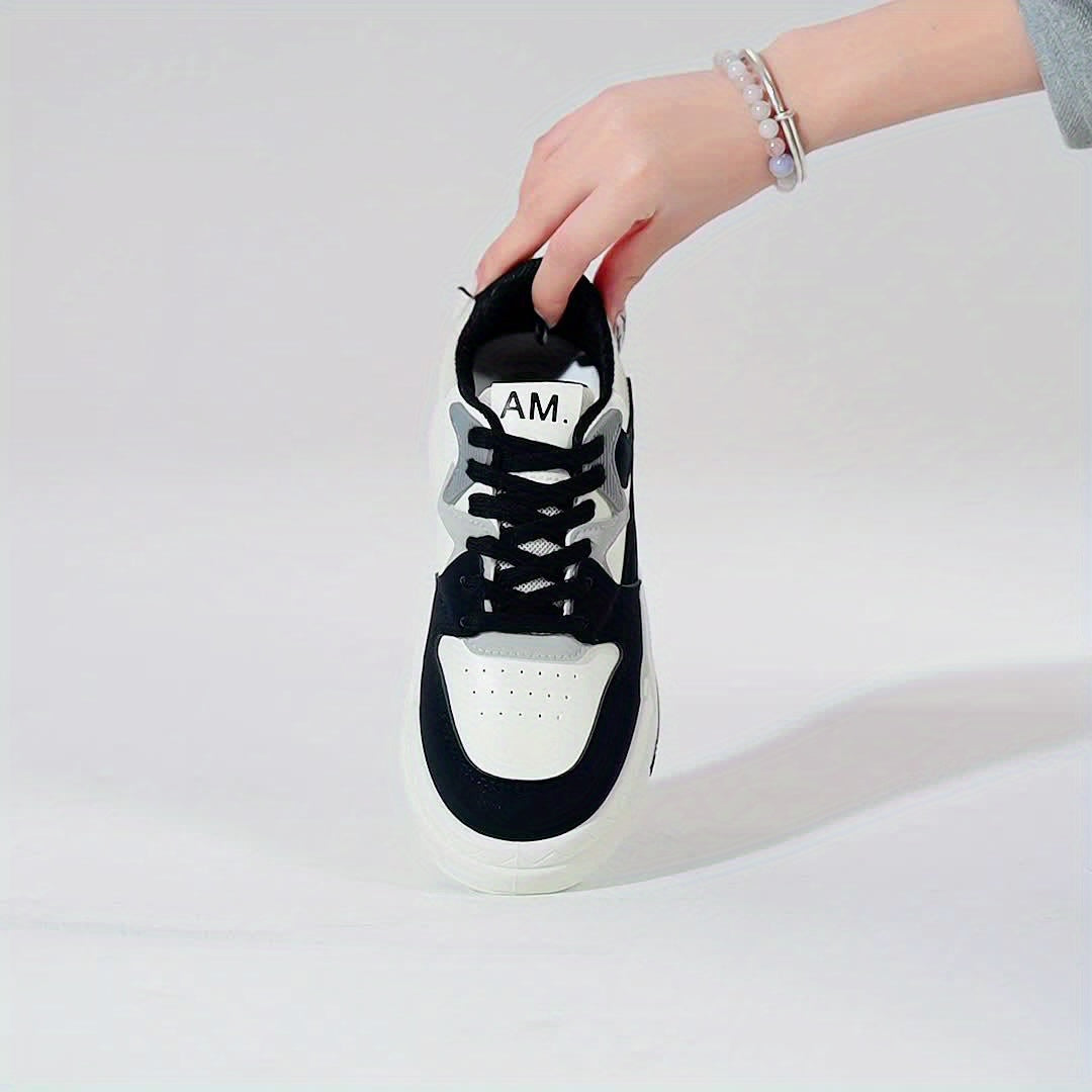 Women's Platform Sneakers, Casual Lace Up Outdoor Shoes, Comfortable Low Top Skate Shoes plus size