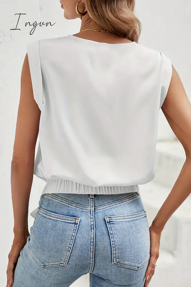 Ingvn - Casual Solid Bandage O Neck T-Shirts