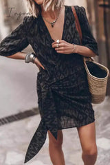 Casual Simplicity Solid Bandage V Neck A Line Dresses