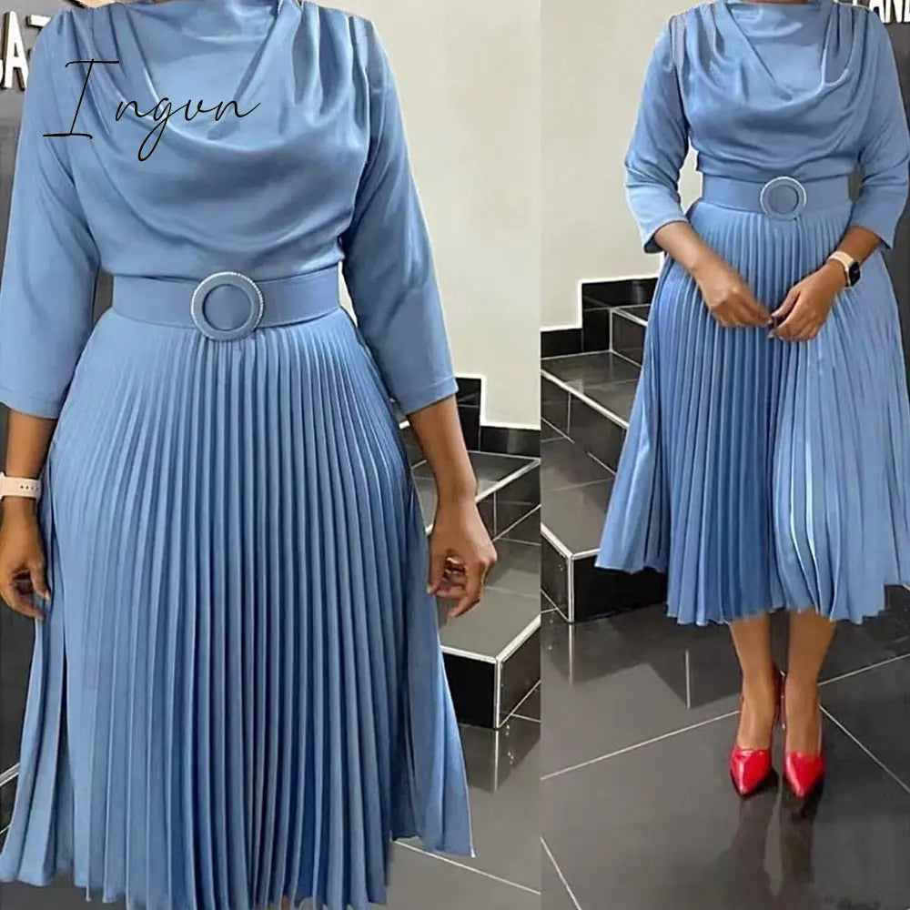 Ingvn - Elegant African Dresses for Women Spring Summer Africa Clothing Office Lady Party Slim Dress Dashiki Ankara Outfits Robe
