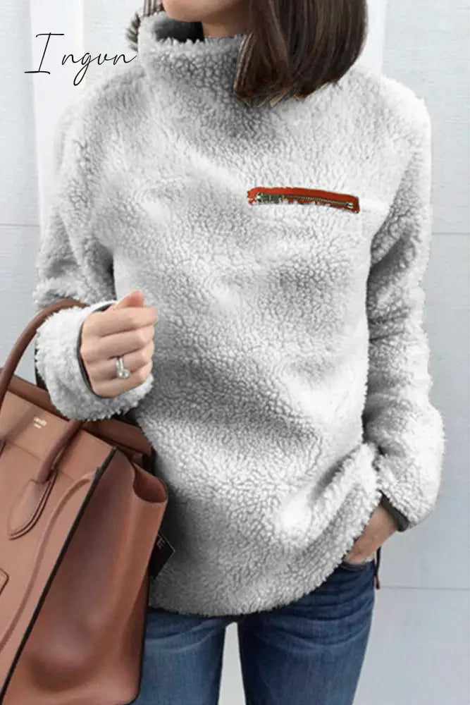 Ingvn - Casual Solid Patchwork Turtleneck Tops