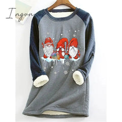 Ingvn - Women's Sweatshirt Pullover Sherpa Fleece Teddy Pink Green Gray Graphic Christmas Round Neck Long Sleeve Fleece