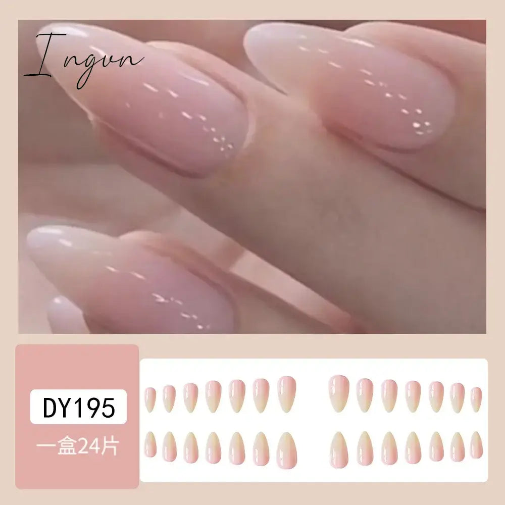 24Pcs False Nails With Glue Almond Pink Butterfly Design Detachable Rhinestones Acrylic Fake Nails long stiletto Press On Nails