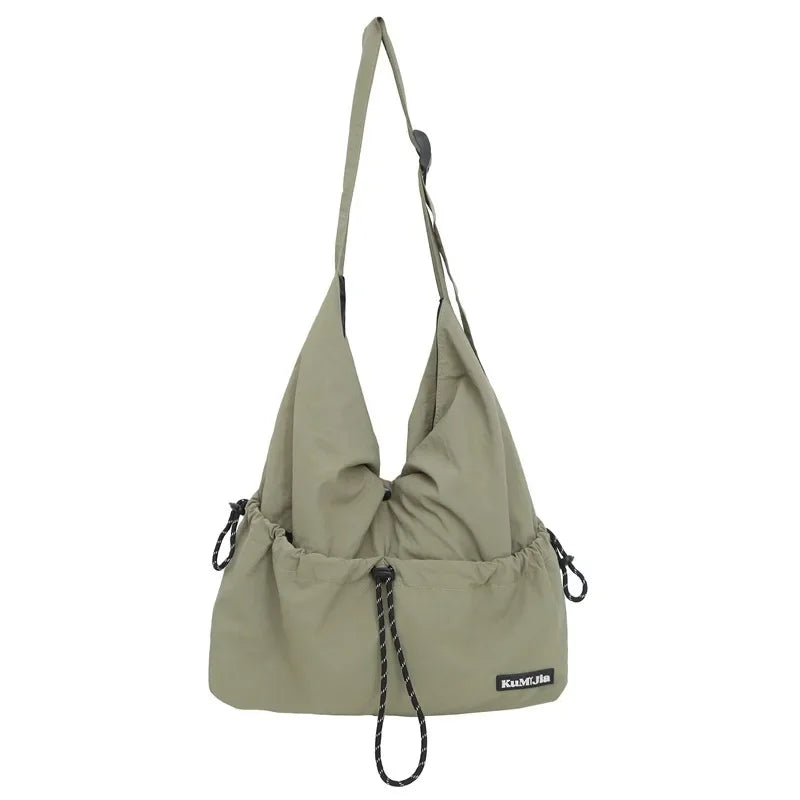 Ingvn  Japan Lightweight Casual Nylon Men Crossbody Bag Women String Tooling Style Tote bag Student Sport Commuter Shoulder Bag