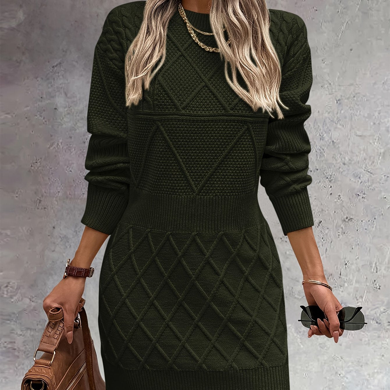Women's Long Sleeve Short Sweater Dress Chunky Ribbed Knit Tunic Pullover Oversized Fall Sweaters