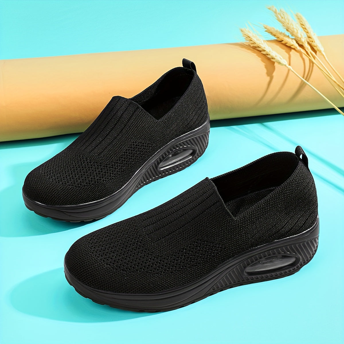 Ultra-Comfy Striped Air Cushion Slip-on Platform Sneakers - Lightweight, Breathable, Normal Support, Spring & Autumn Essential - Womens Normal Pronation Walking Shoes