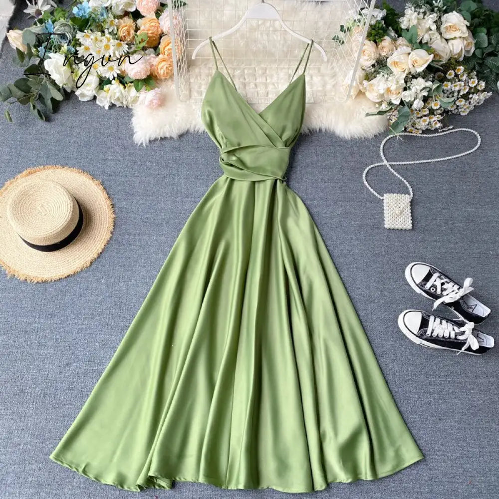 Ingvn - Summer Robe Dress Women V Neck Long Party Dresses Sexy Tank Backless Spaghetti Strap Maxi Female Holiday Vestidos