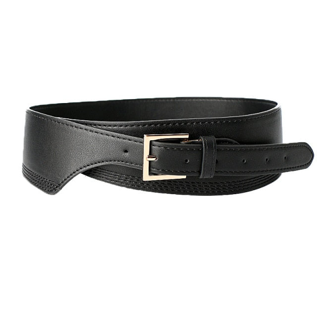 Luxury ladies wide belt elastic vintage buckle leather wide fashion wild pin buckle women's belt waist seal belt