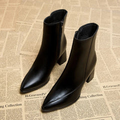 Ingvn  Short Plush Women Ankle Boots Fashion Side Zippers Shoes Autumn Winter Thick High Heel Women's Warm Short Booties