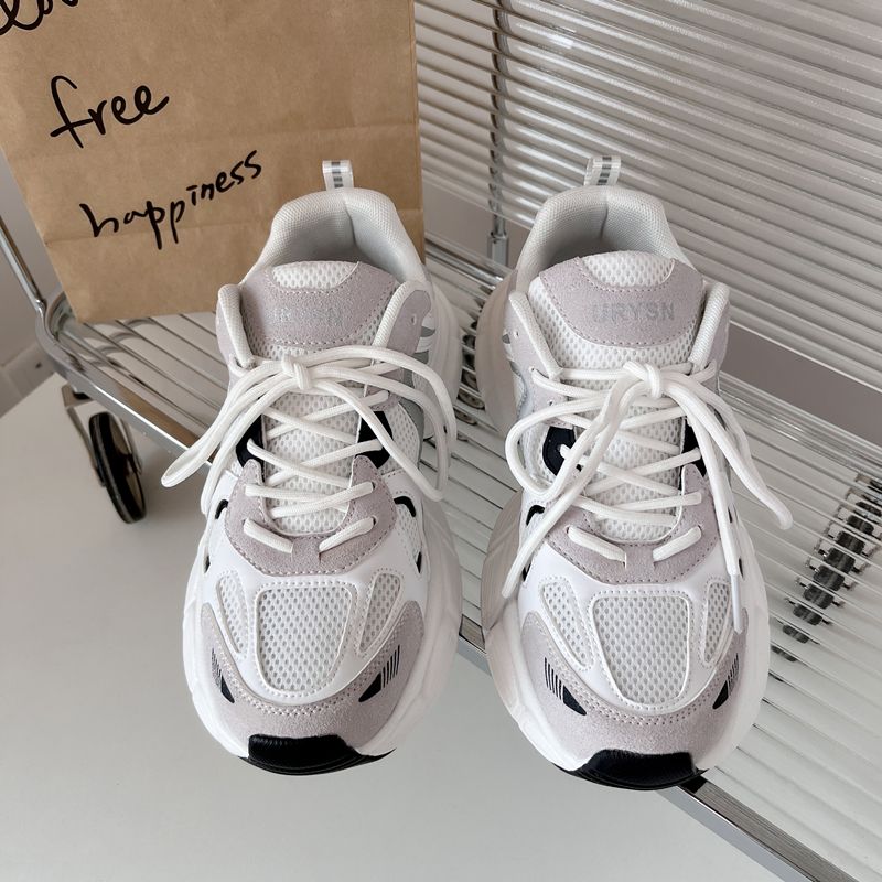 New Design White Chunky Shoes For Women Running Shoes Lightweight Girls Sports Shoes Breathable Daddy Sneakers Free Shipping