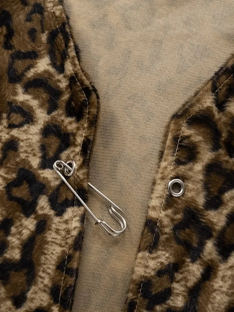 Ingvn  Woman Clothing Fashion Leopard Print Vest Sexy V-neck Sleeveless Cardigan Tops Streetwear  Autumn Female Casual Tank Tops