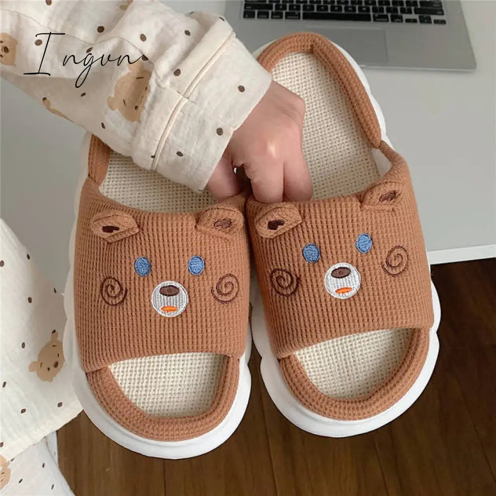 Ingvn - Women's Slippers Summer Four Seasons Indoor Home Sandals and Slippers Cute Cartoon Milk Cow House Slippers Funny Shoes