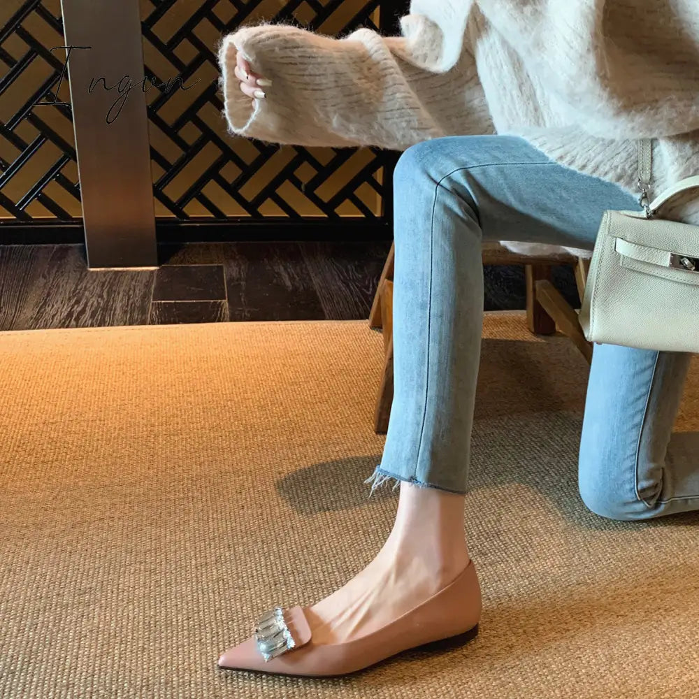 Ingvn - Pointed Toe Buckle Low Heeled Slingbacks