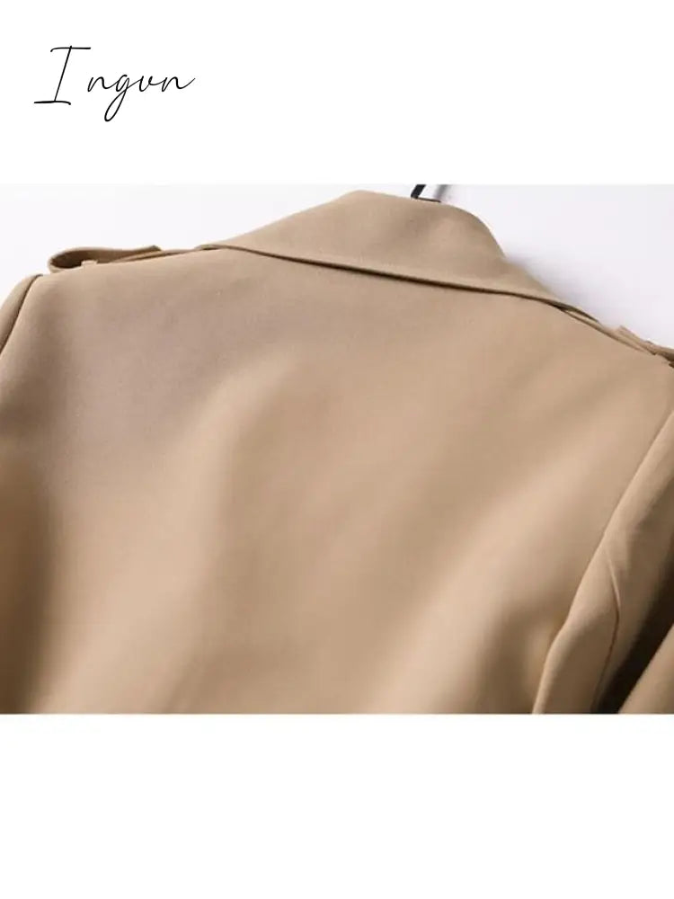 Ingvn - Women's Trench Coat Long Solid Color  Patchwork Coat Black Blue Camel Beige Daily Fall Single Breasted Regular Fit S M L XL XXL 3XL