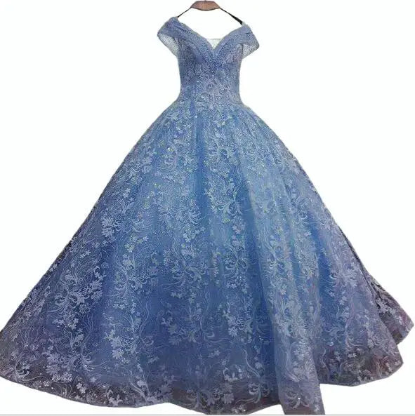 Dresses Elegant Party Prom Dress Off The Shoulder Ball Gown Vintage Lace Vestidos Gown Custom