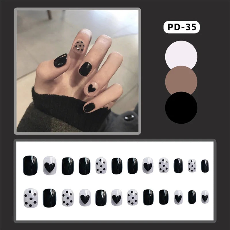 24pcs Lemon Short Wear Tips Nail False Patch Press on Nails Supplies for Professionals Artifical Fake Nails Faux Ongles Uñas