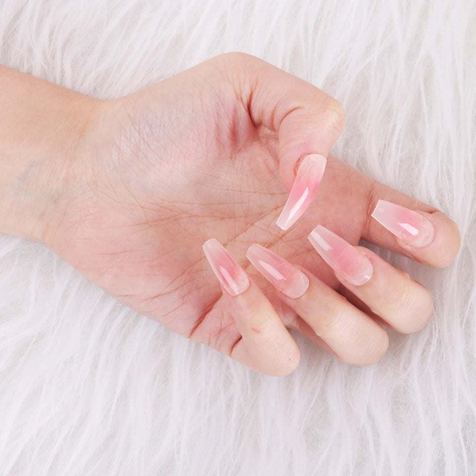 24Pcs/Box Sweet Short Round/Point Head False Nail Art Full Cover Detachable Artificial Fake Nails Ballerina Press on Nails Tips