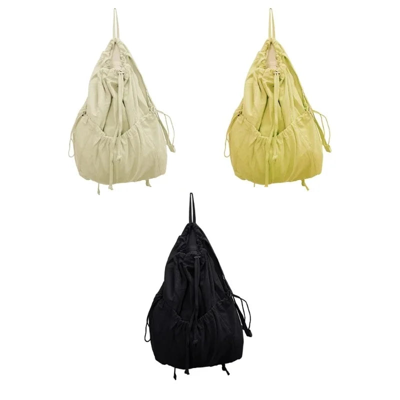 Ingvn  Fashion Ruched Drawstring Backpacks for Women Aesthetic Nylon Fabric Women Backpack Light Weight Students Bag Travel Female Bag
