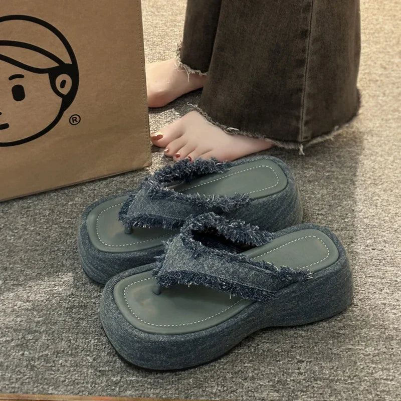 Ingvn  Summers Platform Women's Slippers Fashion Elegant Open Toe Wedges Shoes Ladies Casual Outdoor Beach Slides Sandalias Flip Flop