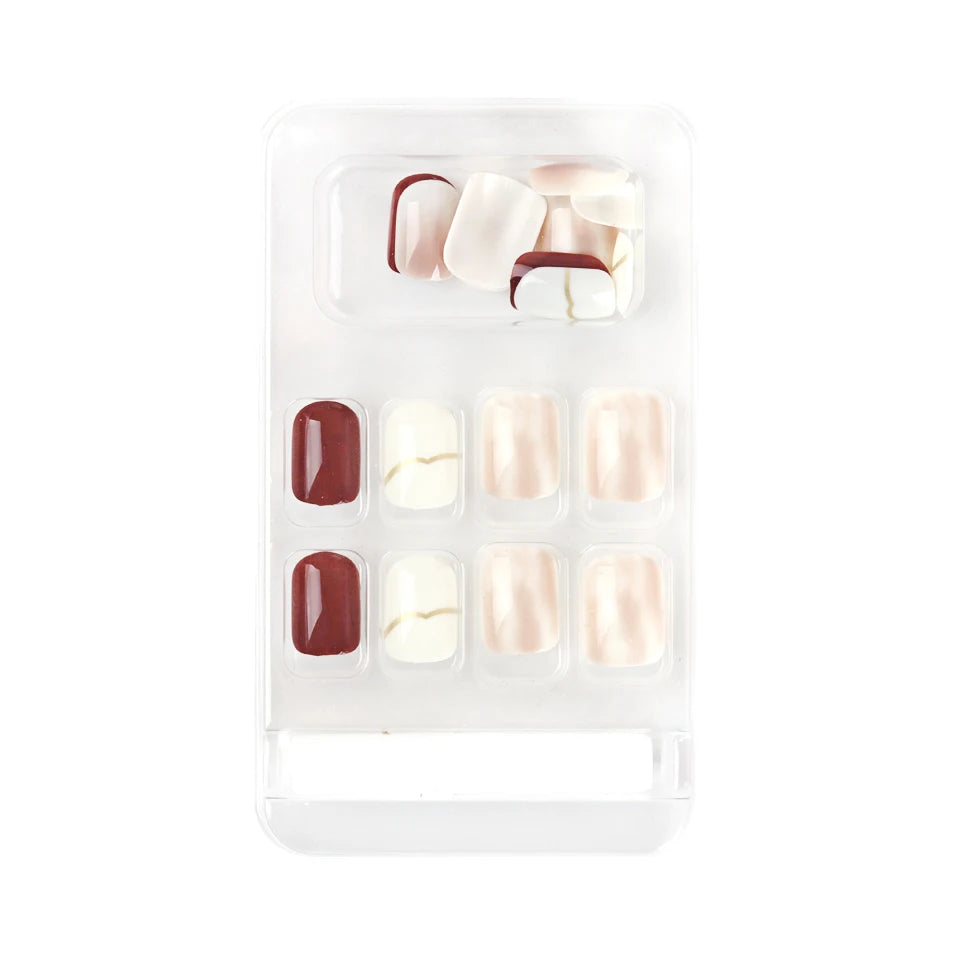 24Pcs/Box Sweet Short Round/Point Head False Nail Art Full Cover Detachable Artificial Fake Nails Ballerina Press on Nails Tips