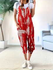 Solid Patched Pockets Overall Jumpsuit, Versatile V-neck Overall Jumpsuit For Spring & Summer, Women's Clothing