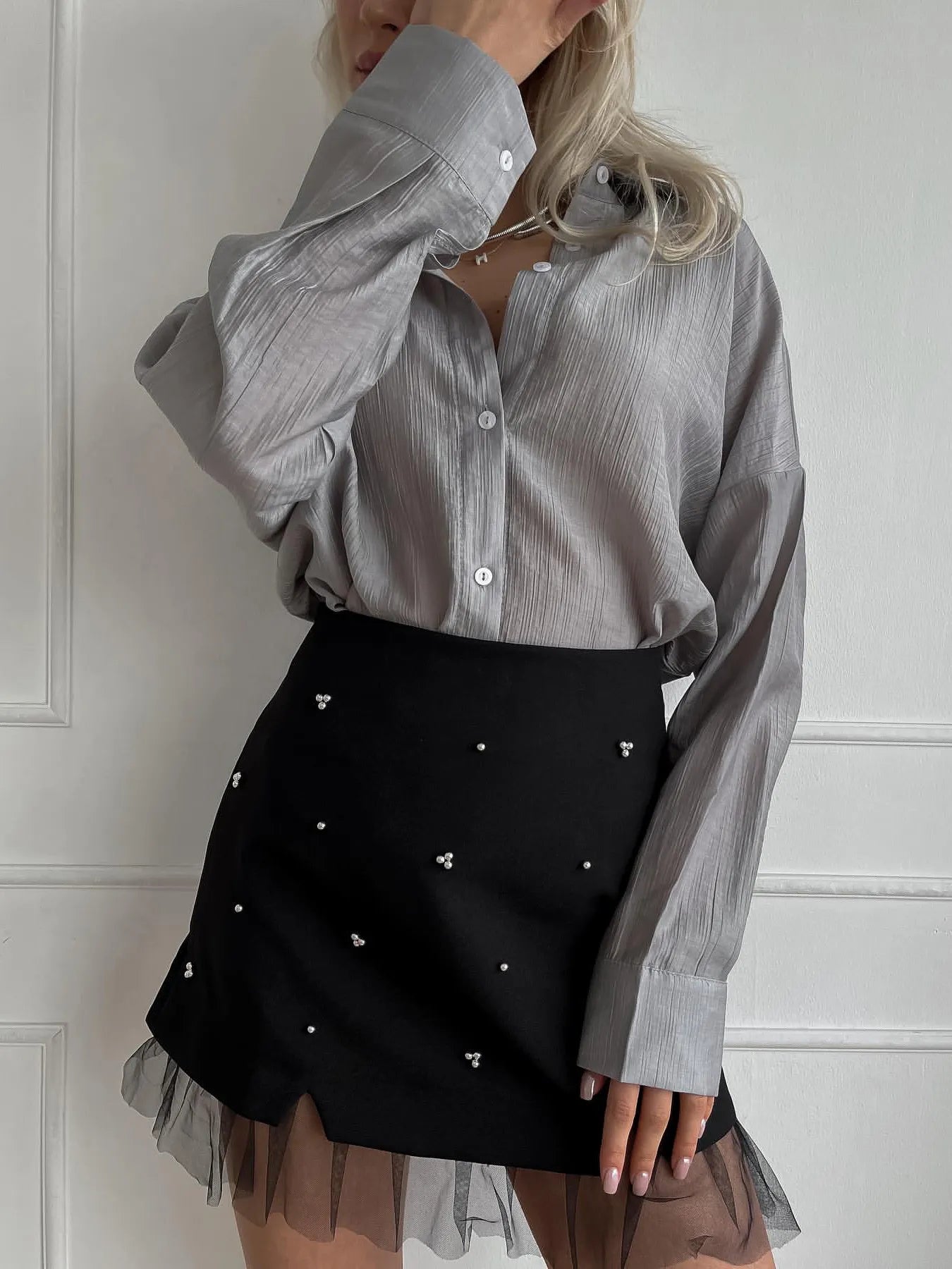 Tulle Hem Mini Skirt