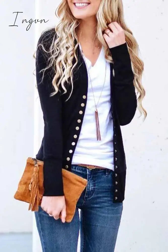 Ingvn -  Long Sleeves Buttons Design Cardigan(7 Colors)