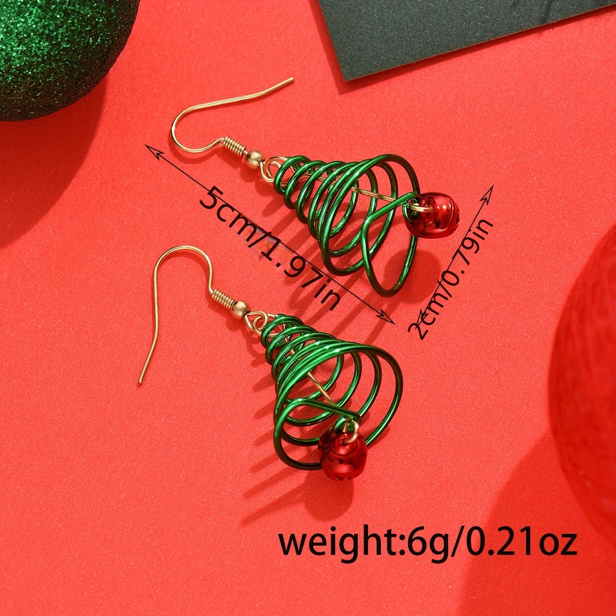 1 Pair of Exquisite Christmas Tree Drop Earrings with Dangling Red Bell Charm - Zinc Alloy Construction, Iron Ear Needle, No Plating, Hypoallergenic, Fashionable, and Perfect for Daily Wear - Elegant Gift for Women
