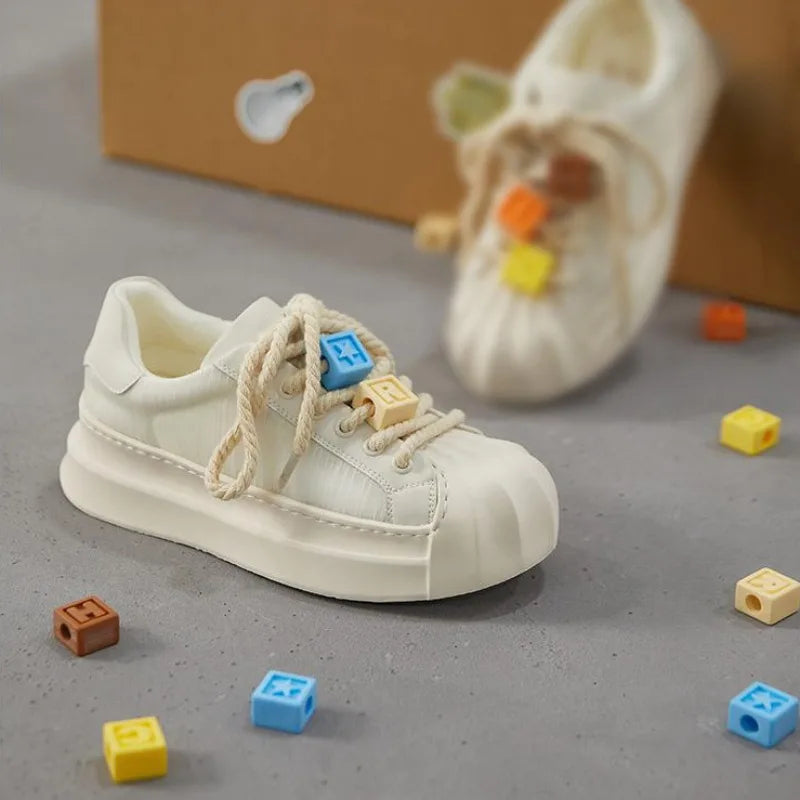 Ingvn  Ladies Shoes Round Toe Women Footwear High On Platform Off White Low Sale Offers Stylish A Light Korean Original Urban 39