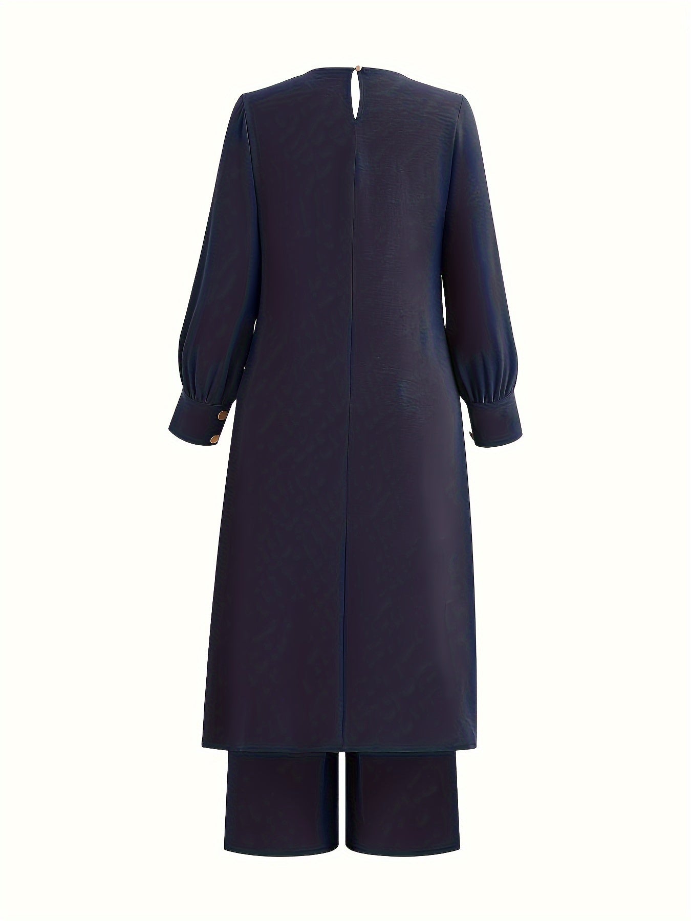 Two-piece Set, Elegant Solid Color Long Sleeve T-shirt & Loose Pants Outfits, Women's Clothing