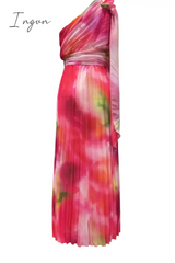 Ingvn - Fashion Patchwork Tie-dye One Shoulder Waist Skirt Dresses
