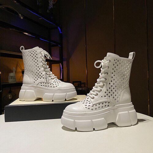 Martin boots summer thin female 2026 models hole sandals sports casual transparent father female ins trend leather boots