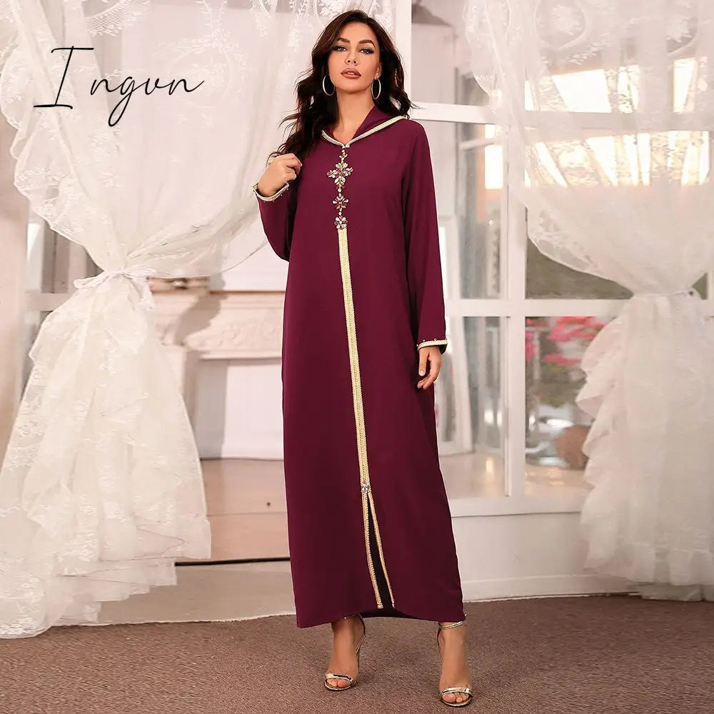 Ingvn - Vestido De Mujer Abaya Dubai Turkey Muslim Fashion Dress Clothing African Long Dresses For Women Robe Noel Djellaba Femme