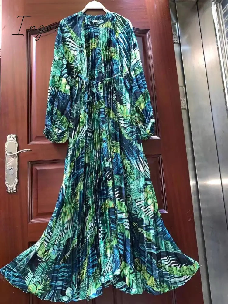 Ingvn - Retro spring and autumn new retro temperament breasted bow halter dress women's long-sleeved irregular knee-length dress