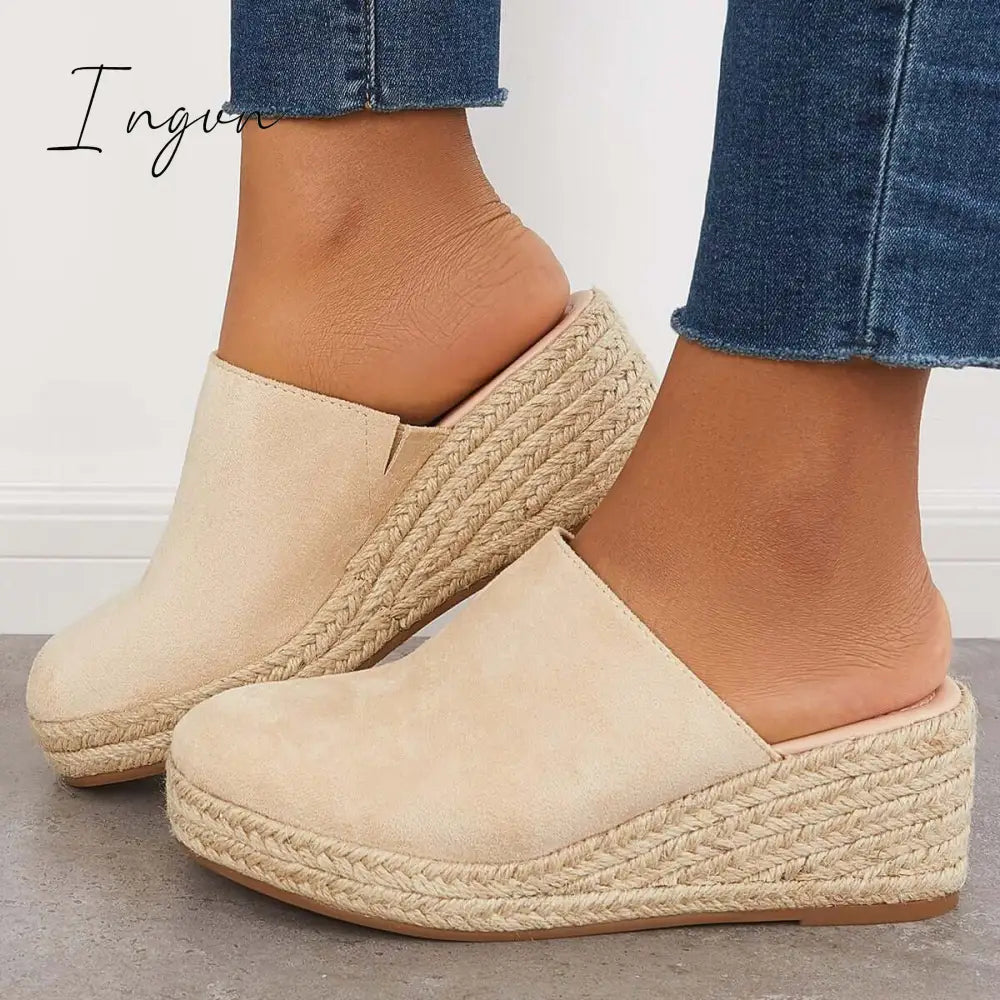 Ingvn - Espadrilles Mule Wedges Slip on Backless Sandals