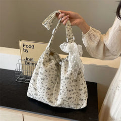 Ingvn  Nylon Flower Pattern Lace Decoration Women's Tote Bag Best-selling Fashionable and Versatile Large Capacity Shoulder Bag