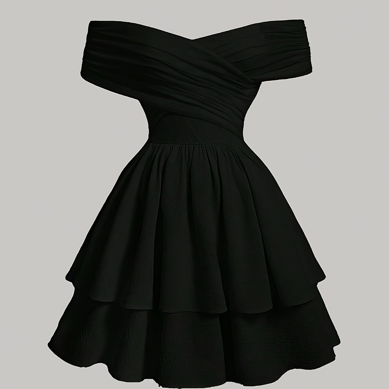 Elegant Sleeveless A-line Off Shoulder Dress - Ruffle Hem Solid Color Spring & Summer Women's Clothing