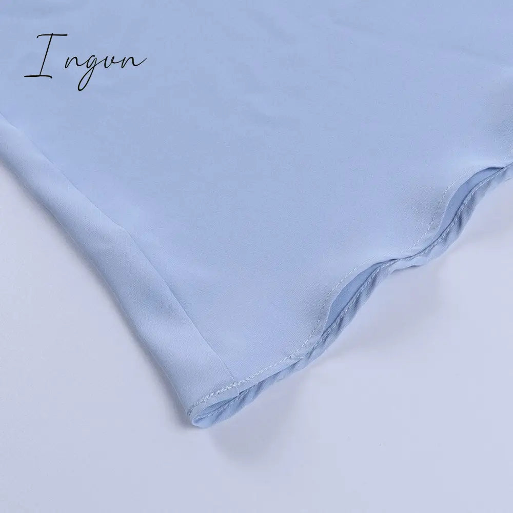 Ingvn - Short Sleeve Bodycon Beach Dresses High Waist A-line Ladies Party Vestidos Elegant Solid V-neck Summer Women Dress