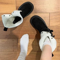 Ingvn  Winter Warm Cotton Women Modern Boots Fashion Slip On Short Booties Concise Square Heels Shoes