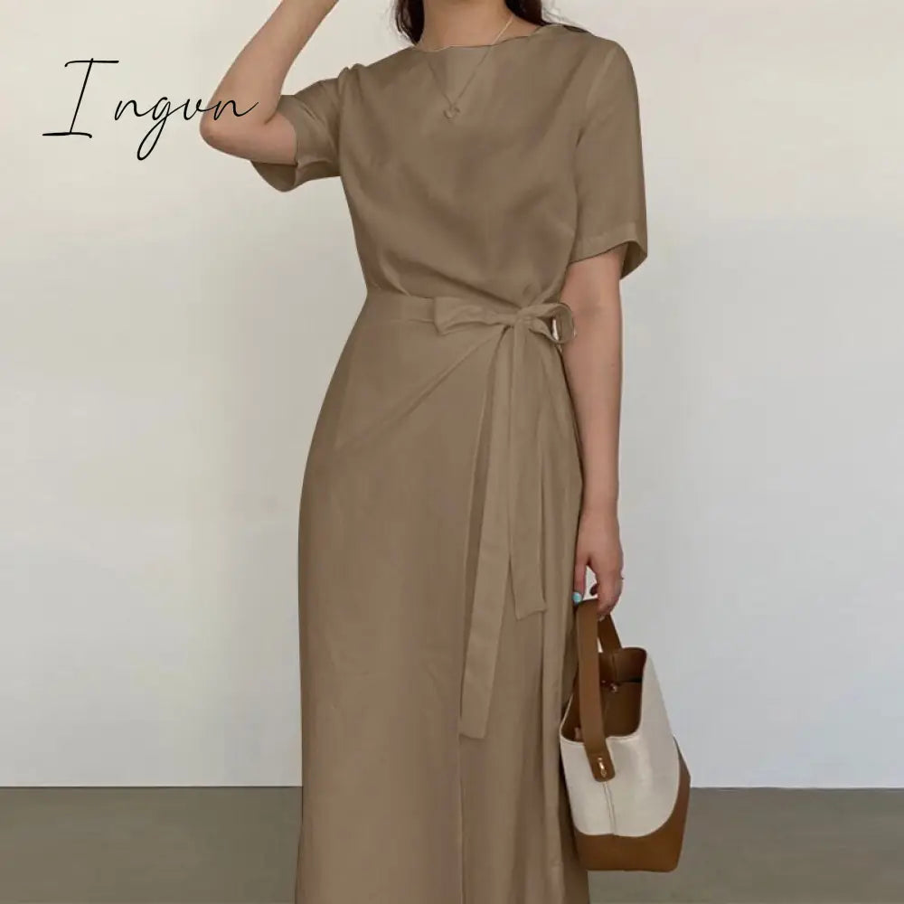 Ingvn - Sexy Sleeveless Summer Dress Sexy Ruffle Maxi Long Dress With Belt Women Bohemian Sundress Party Vestido Autumn Robe