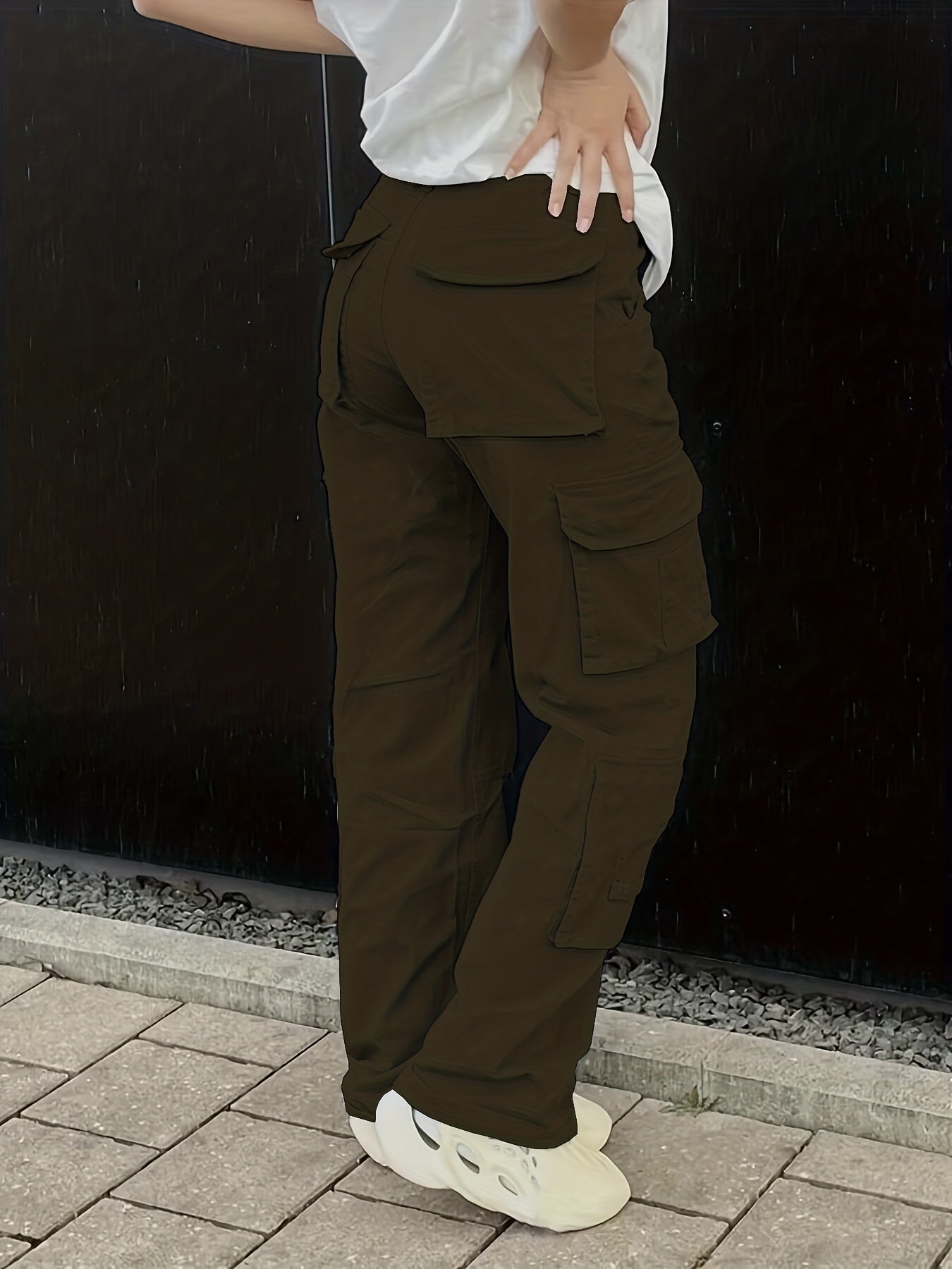 Vintage High Waist Denim Cargo Pants for Women | Breathable & Comfort-Fit with Pockets | Casual Chic, Machine-Washable Jeans