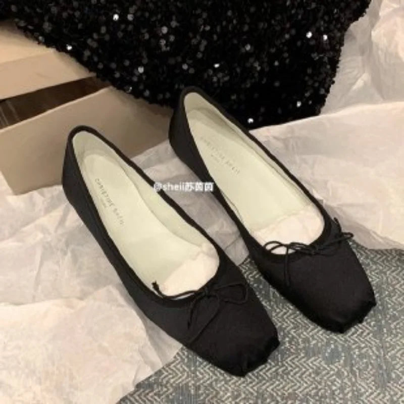 Spring Bowtie Ballet Shoes Fashion Shallow Slip on Women Flat Loafers Shoes Ladies Casual Outdoor Ballerina Shoe Mocasines